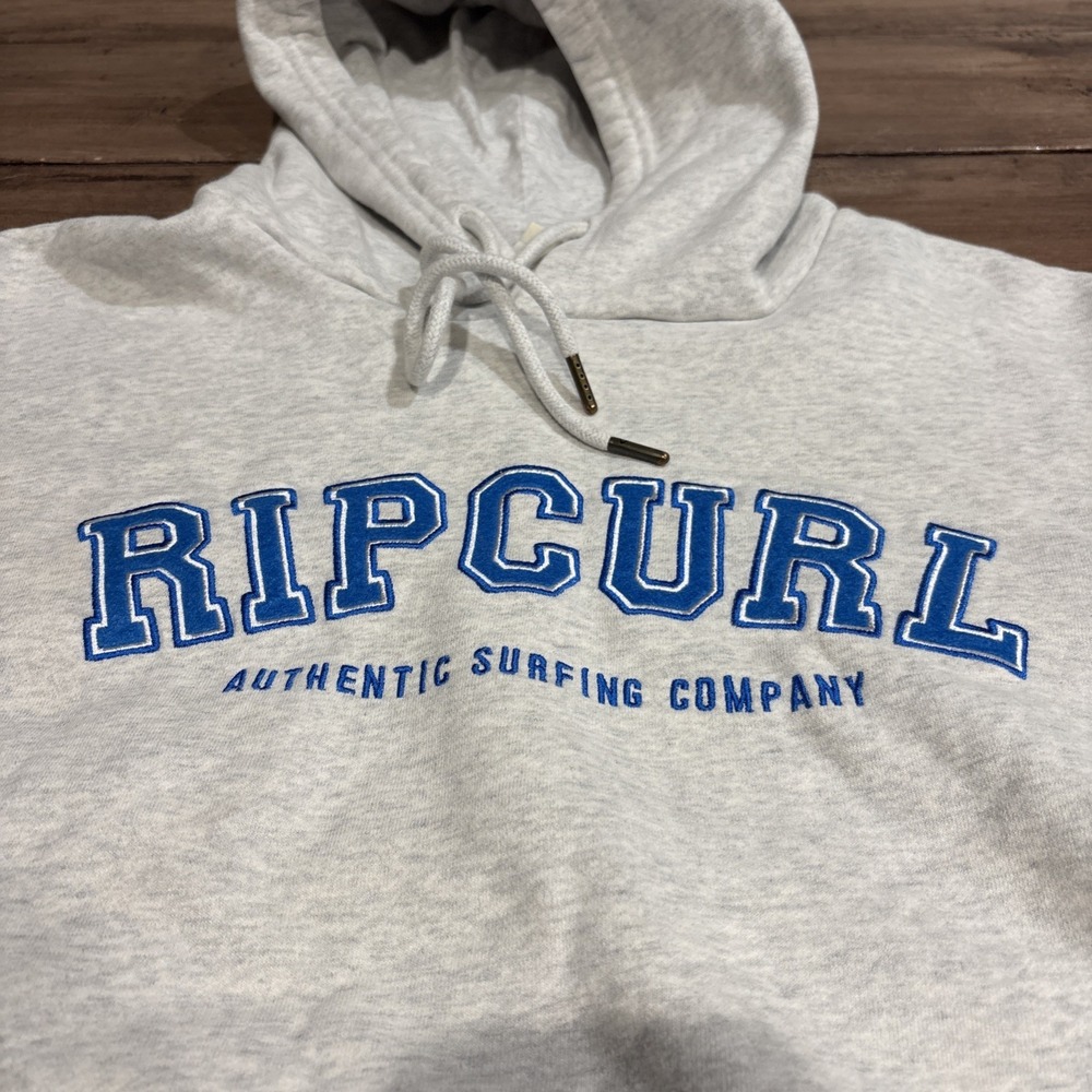 Rip Curl Gray Hoodie Live The Search Size M Embroidered Heavy - Picture 2 of 7